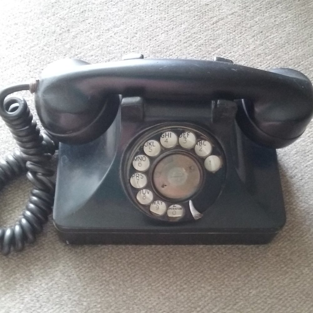 Vintage Heavy Black Rotary Nonworking Telephone